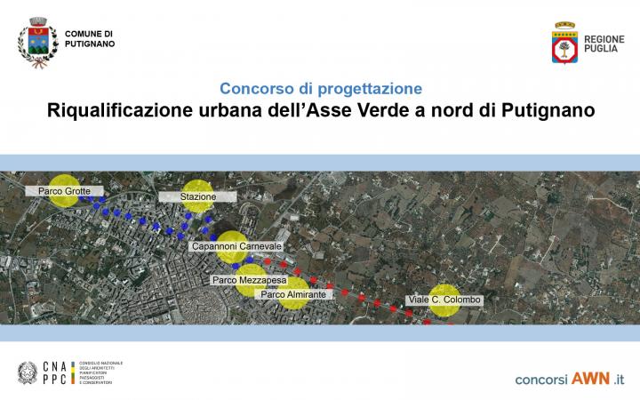 Pubblicato il concorso Riqualificazione urbana dell’Asse Verde a nord di Putignano sulla piattaforma concorsiawn.it